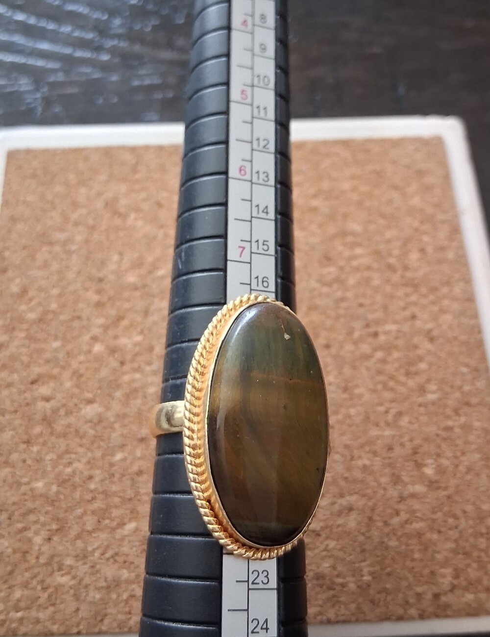 Gold-Tone Oval Tiger's Eye Statement Ring